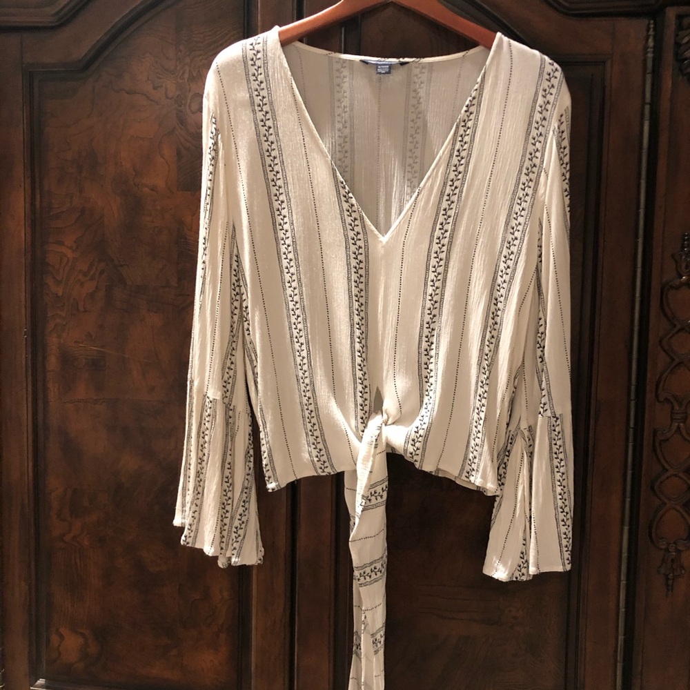 VNECK BLOUSE TIE WAIST